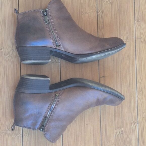 LUCKY BRAND BASEL BOOTIES 7.5 Burnished Brown Leather - Picture 4 of 14